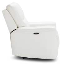 Porto White Lthr/vinyl Power Recliner With Power Headrest