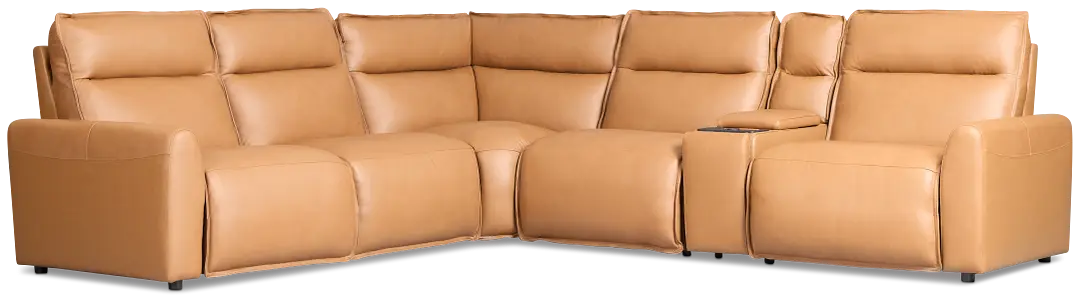 Edison Medium Brown Leather/Vinyl Medium Dual Power 2-arm Reclining Sectional Edison Medium Brown Leather/Vinyl Medium Dual Power 2-arm Reclining Sectional