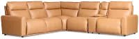 Edison Medium Brown Leather/Vinyl Medium Dual Power 2-arm Reclining Sectional