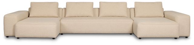 Cleo Beige Fabric Double Chaise Sectional