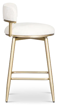 Lex Ivory Fabric Adjustable Upholstered Swivel Barstool