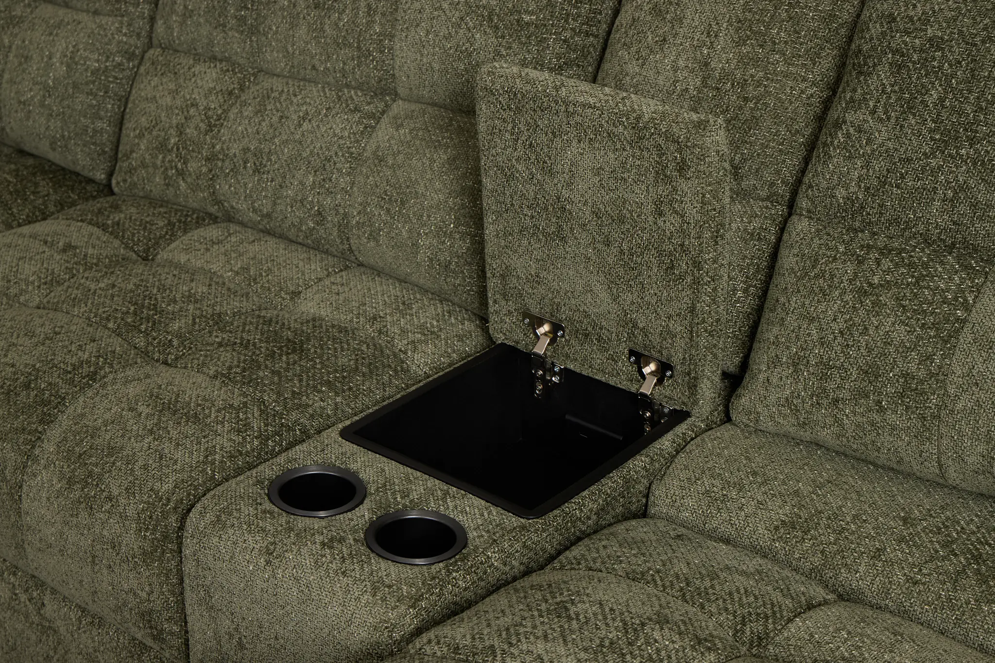 Hendrix Green Fabric Medium Dual Power 2 Arm Extension Chaise Sectional Hendrix Green Fabric Medium Dual Power 2 Arm Extension Chaise Sectional