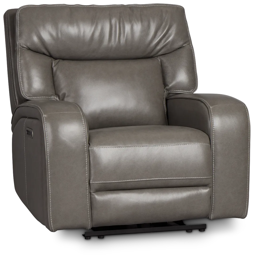 Jasper Gray Leather Power Recliner