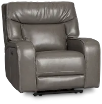Jasper Gray Leather Power Recliner