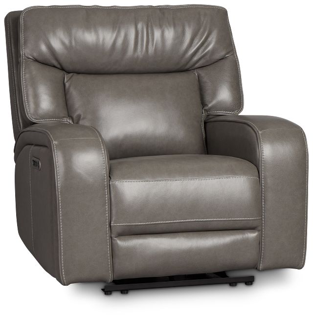 Jasper Gray Leather Power Recliner