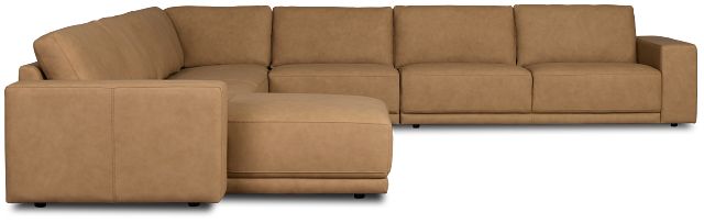 Kellan Light Brown Leather Large Left Chaise Sectional