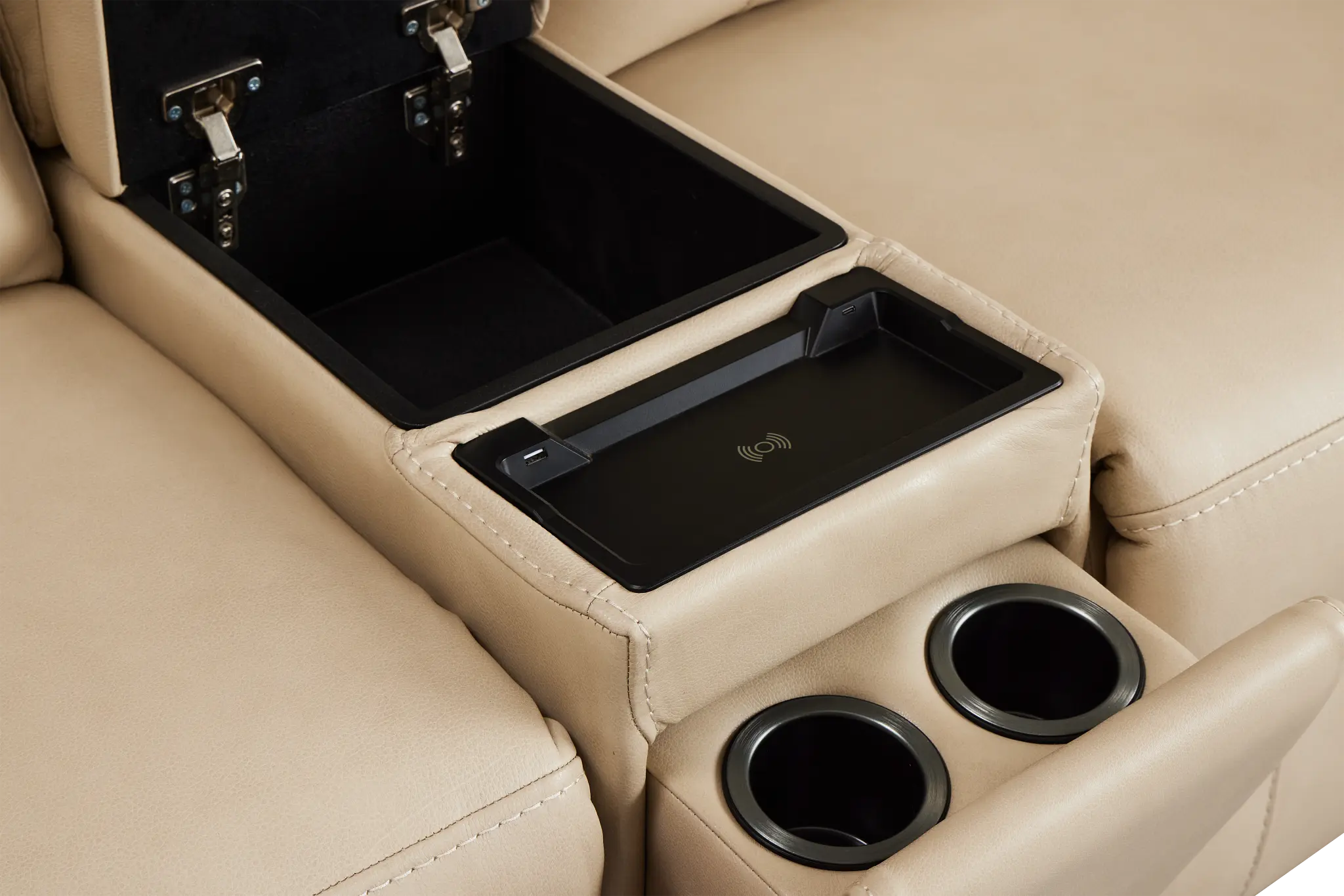 Benji Light Beige Lthr/vinyl Large Triple Power Reclining Two-arm Sectional Benji Light Beige Lthr/vinyl Large Triple Power Reclining Two-arm Sectional