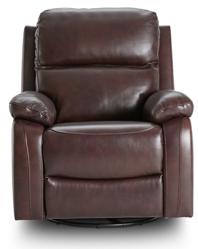 Mason Brown Leather Swivel Glider, Brown Leather Swivel Recliner Chair