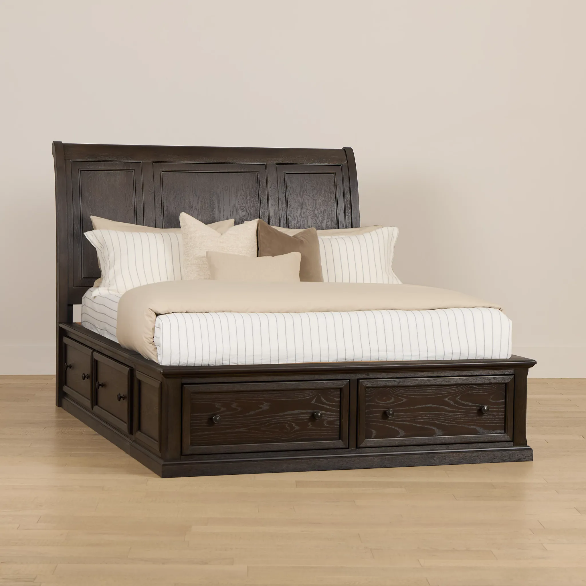 Galveston Dark Tone Sleigh Storage Bed