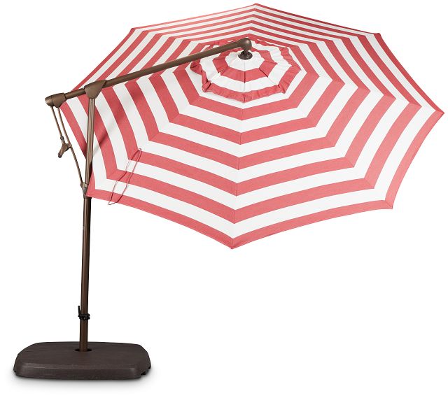 Grenada Red Stripe Cantilever Umbrella Set