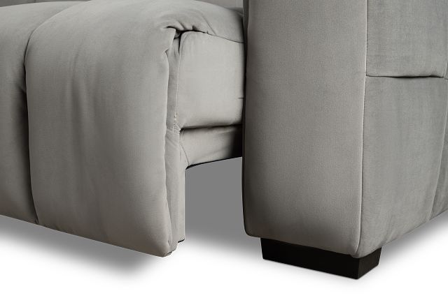 Gemma Light Gray Velvet Large Dual Power Right Chaise Sectional