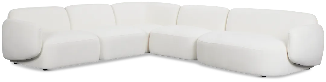 Halsey White Fabric Medium Right Facing Cuddler Sectional