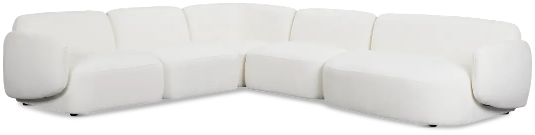 Halsey White Fabric Medium Right Facing Cuddler Sectional Halsey White Fabric Medium Right Facing Cuddler Sectional