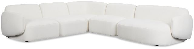 Halsey White Fabric Medium Right Facing Cuddler Sectional