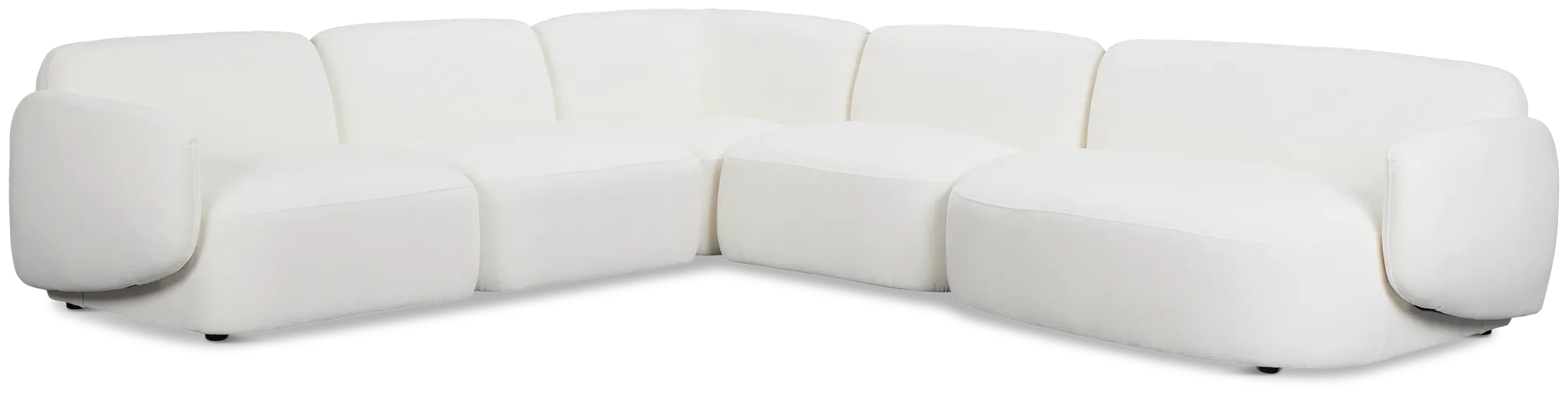 Halsey White Fabric Medium Right Facing Cuddler Sectional