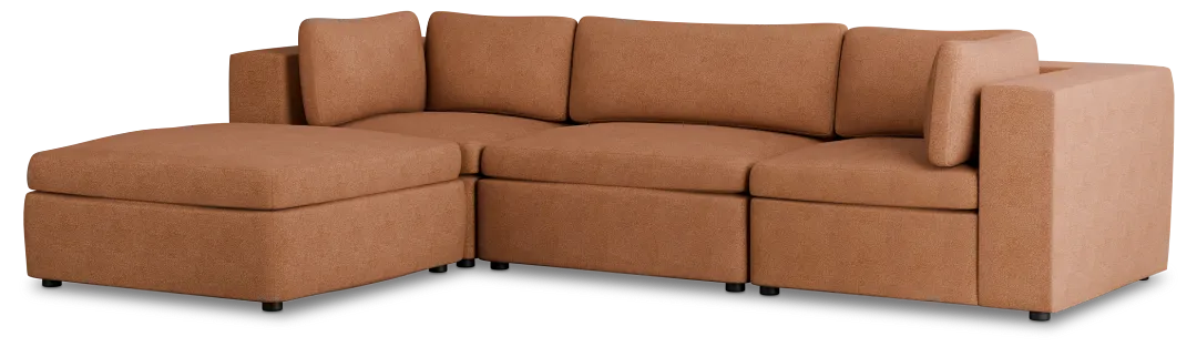 Destin Sutton Orange Fabric 4-piece Bumper Sectional