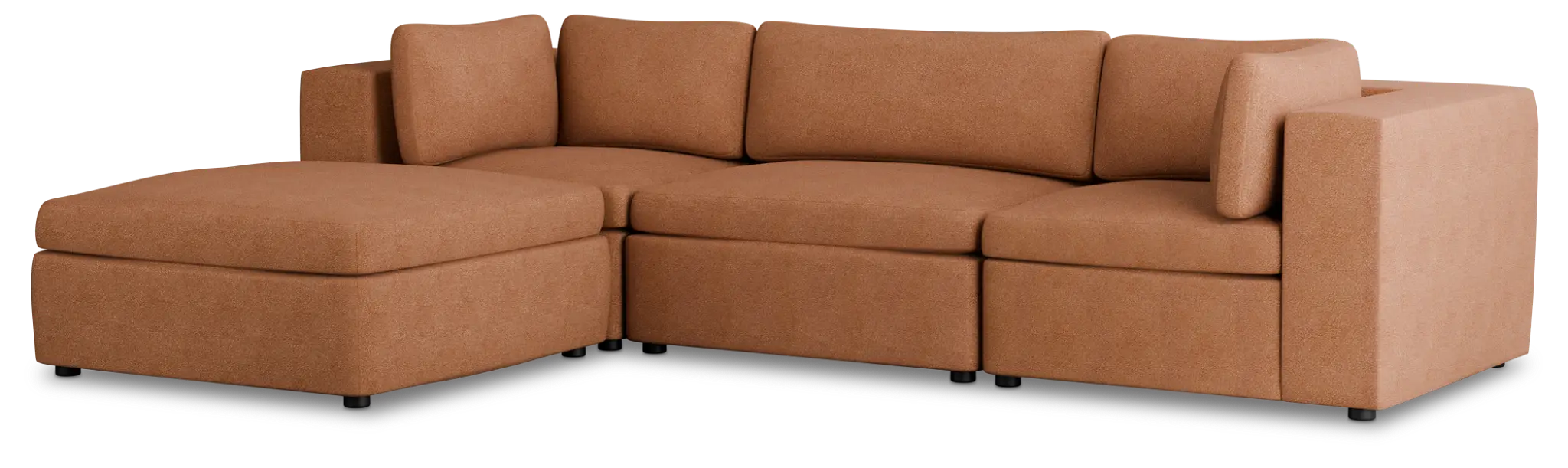 Destin Sutton Orange Fabric 4-piece Bumper Sectional Destin Sutton Orange Fabric 4-piece Bumper Sectional