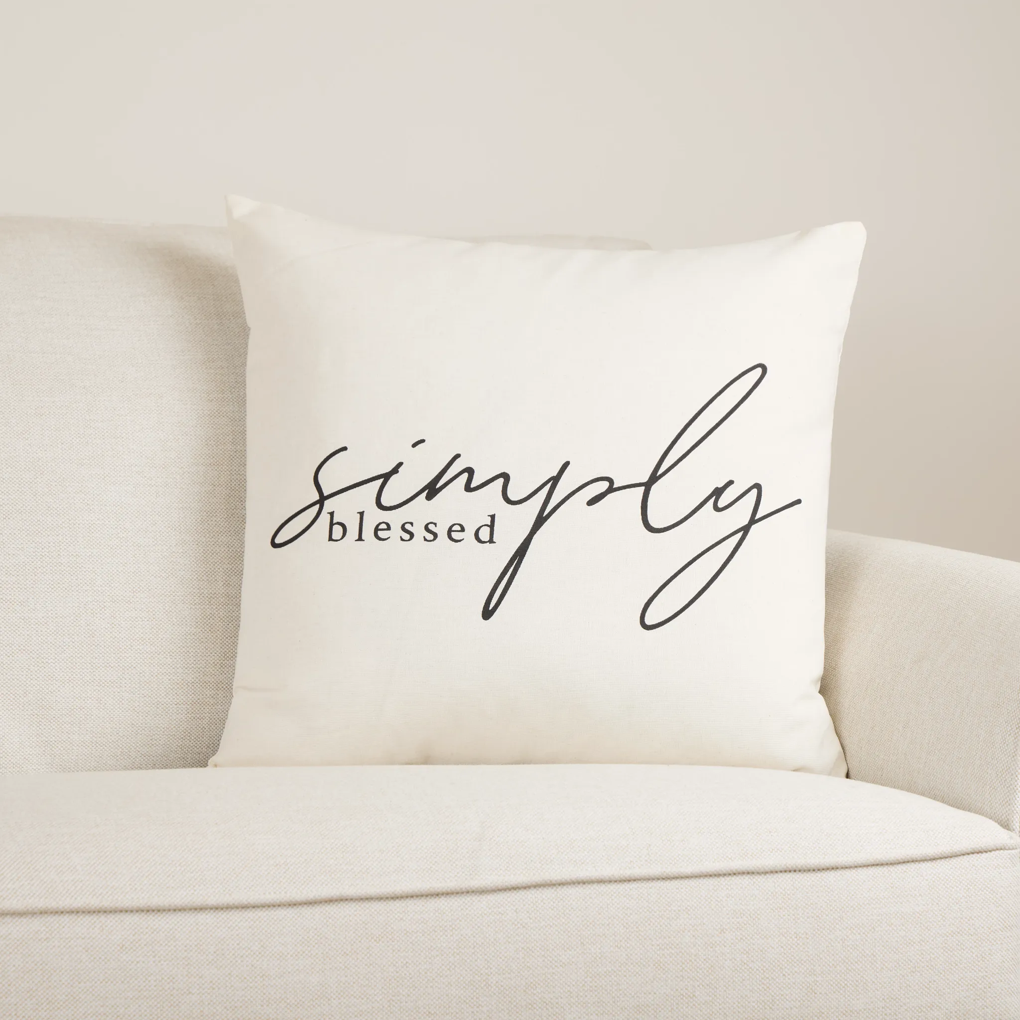 Blessed Ivory 22" Square Accent Pillow