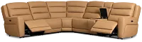 Wilder Brown Leather Medium Dual Power 2-arm Reclining Sectional
