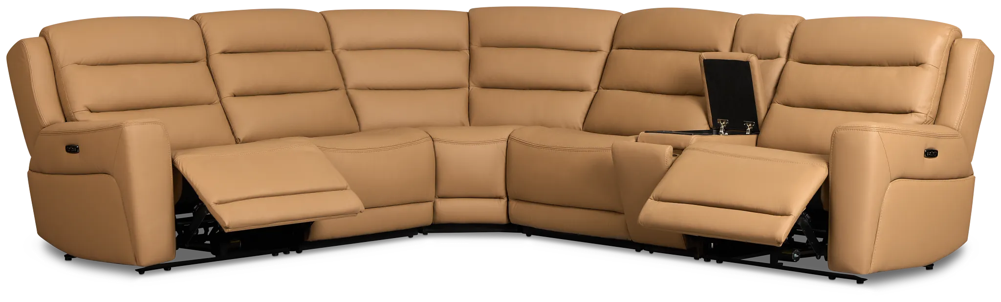 Wilder Brown Leather Medium Dual Power 2-arm Reclining Sectional
