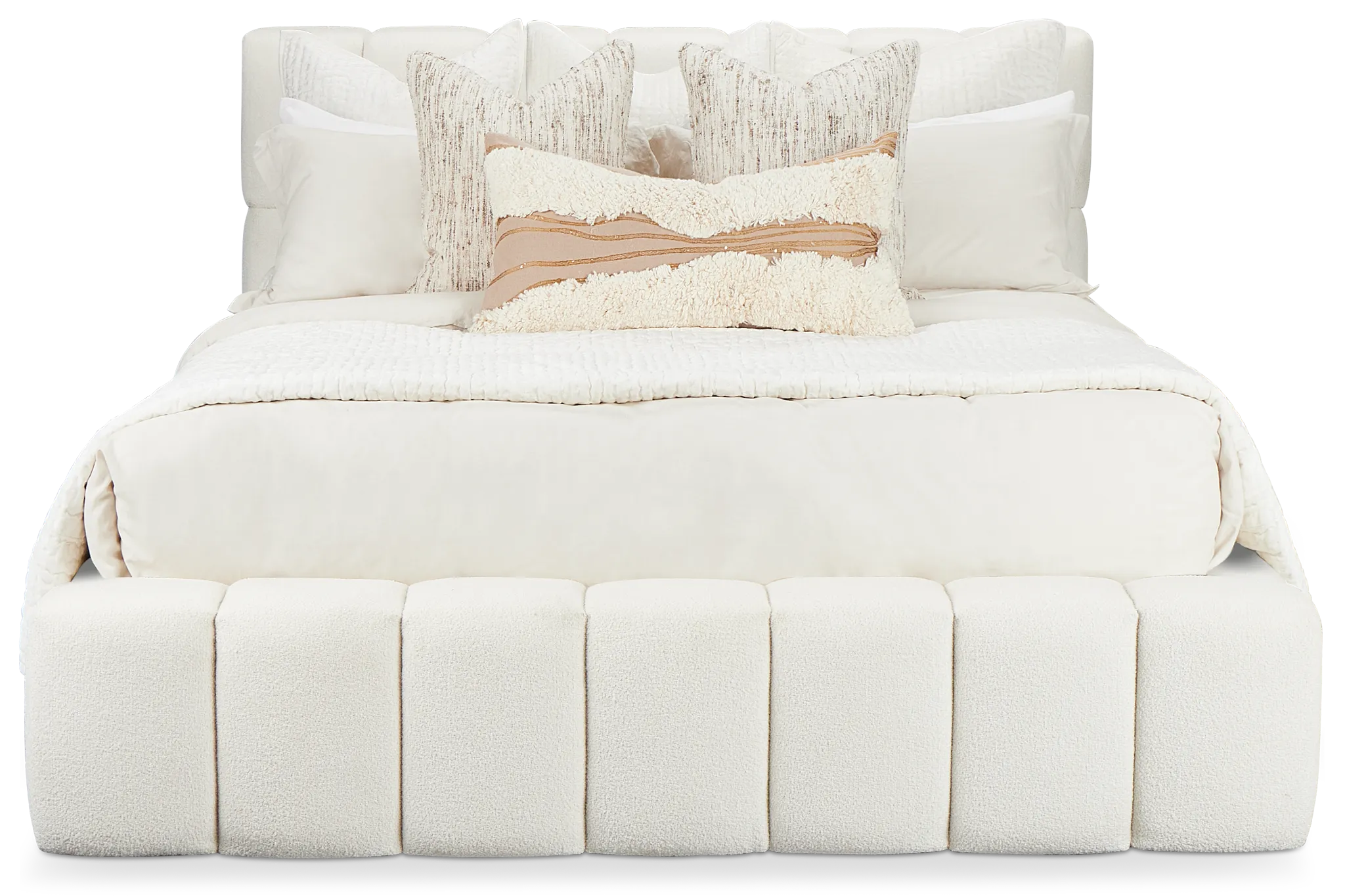 Malibu Light Beige Tufted Platform Bed