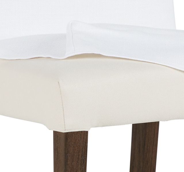 Harbor White Short Slipcover Chair With Medium-tone Leg