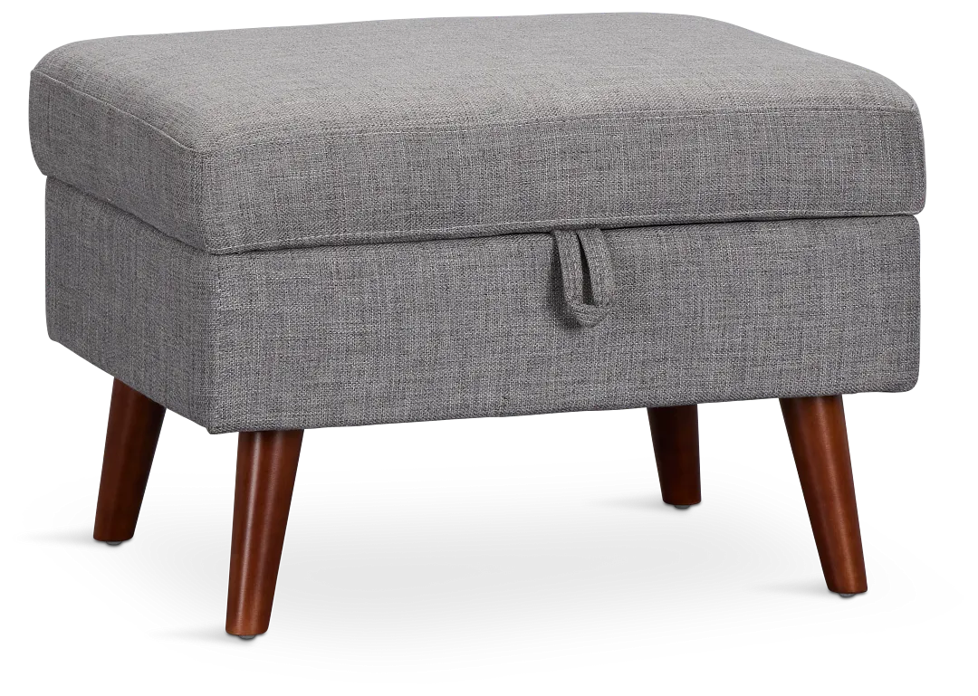 Raya Light Gray Fabric Storage Ottoman