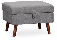 Raya Light Gray Fabric Storage Ottoman