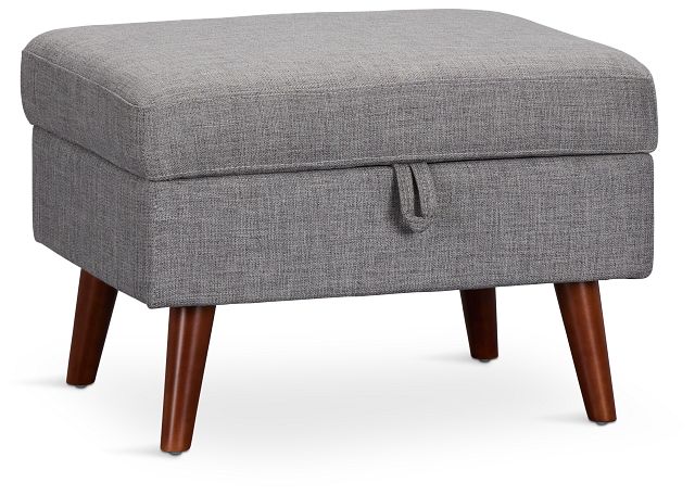 Raya Light Gray Fabric Storage Ottoman