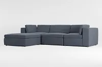 Destin Victory Dark Blue Fabric 4-piece Bumper Sectional