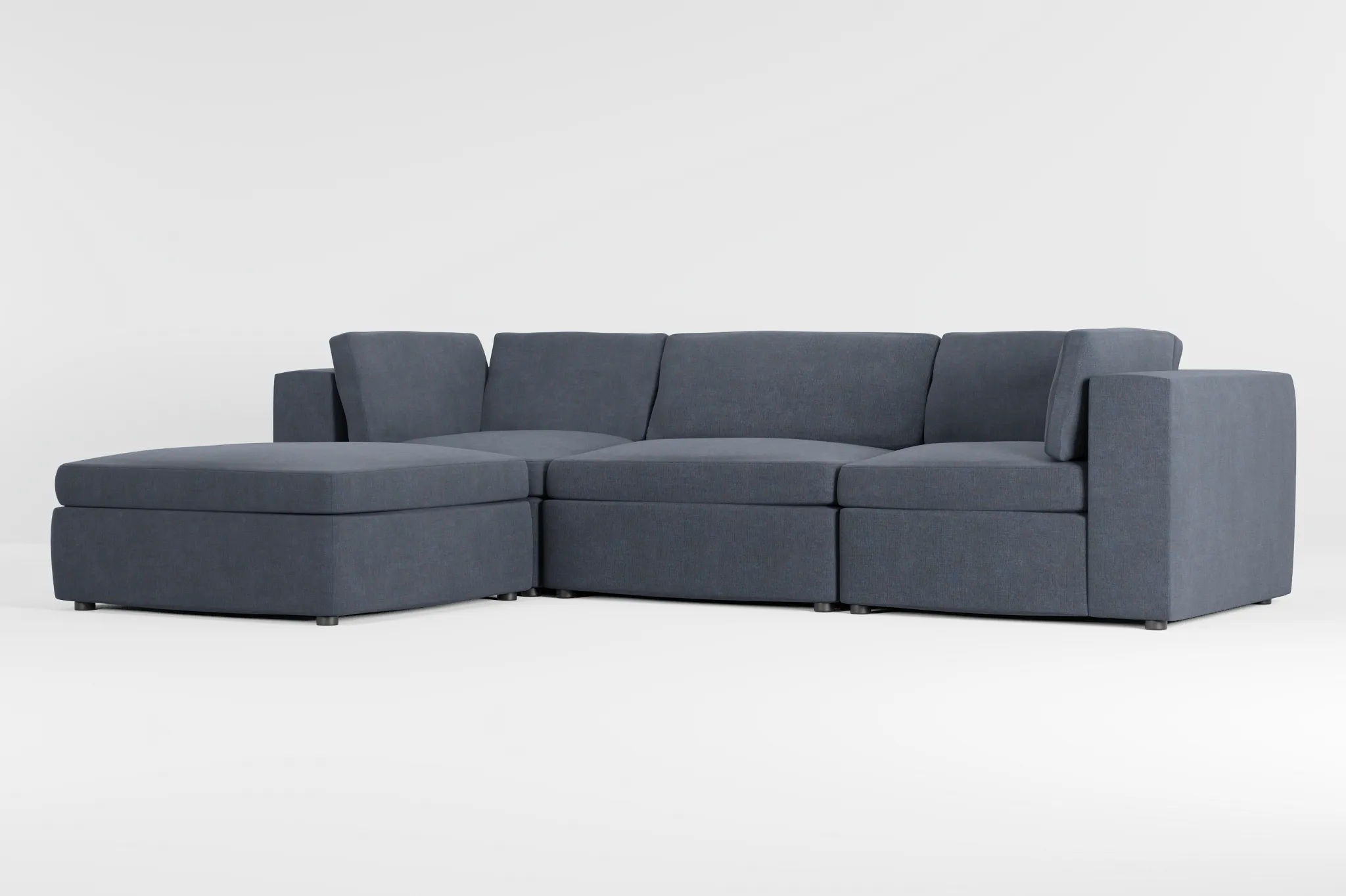 Destin Victory Dark Blue Fabric 4-piece Bumper Sectional