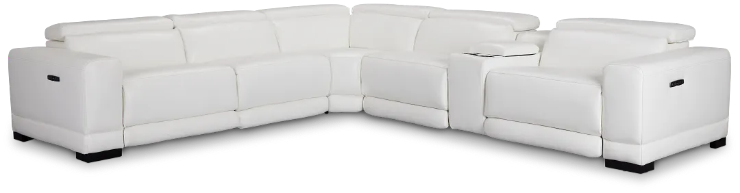 Lombardy White Micro Medium Triple Power 2-arm Sectional