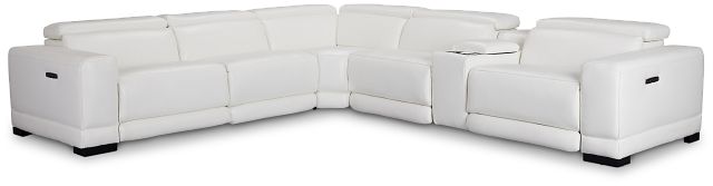 Lombardy White Micro Medium Triple Power 2-arm Sectional