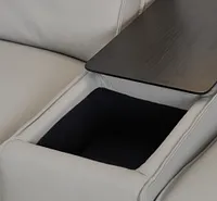 Carmelo Gray Leather Medium Triple Power Sectional W/right Table &light