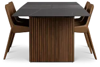 Wayne Two-tone Stone Rectangular Table & 4 Brown Upholstered Chairs