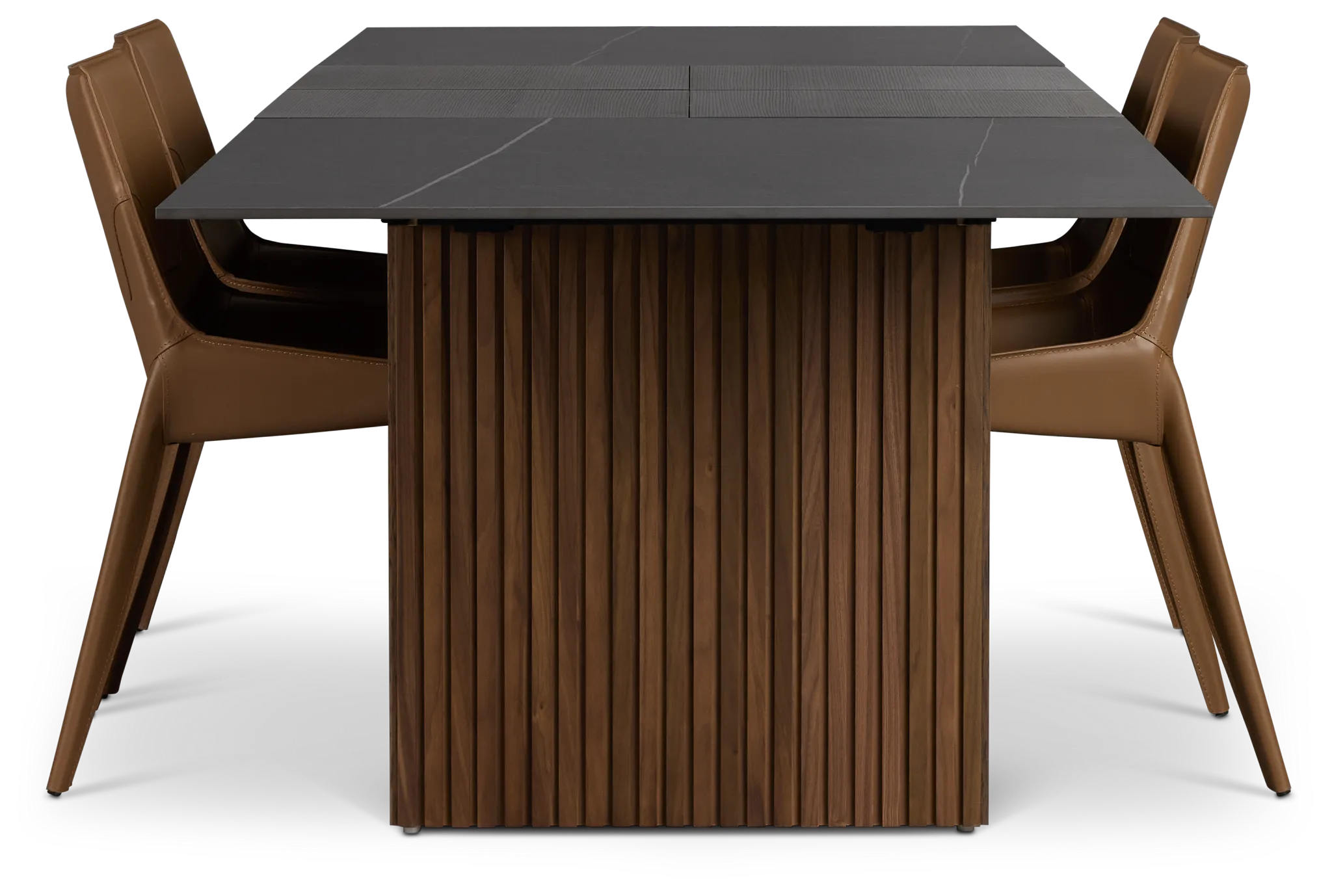 Wayne Two-tone Stone Rectangular Table & 4 Brown Upholstered Chairs