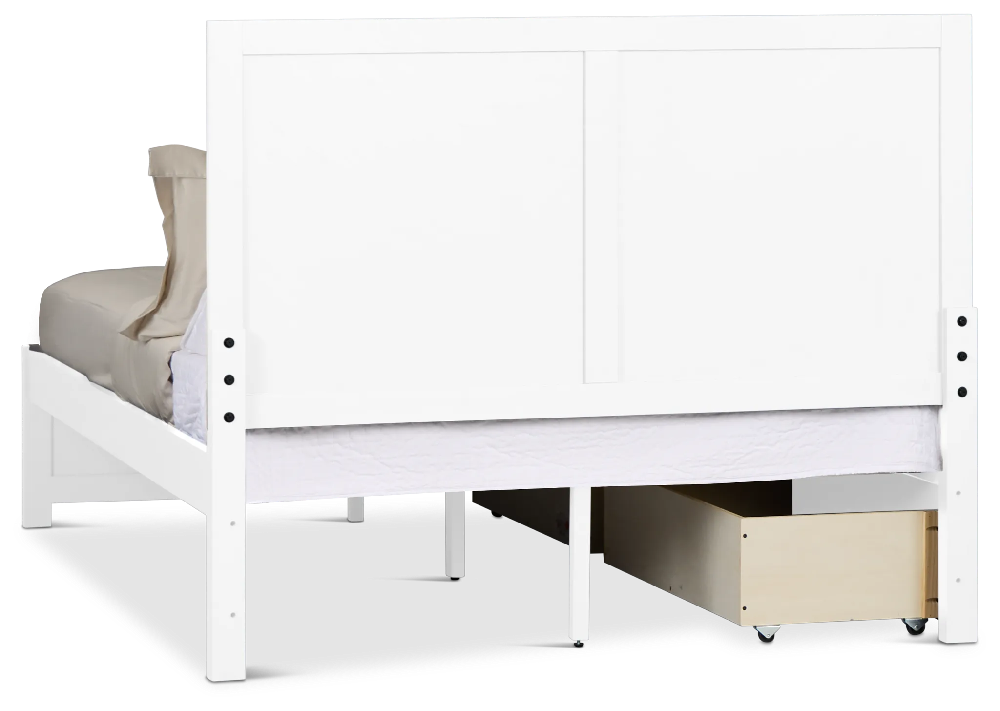 Charleston White Panel Bed With 2 Storage Drawers