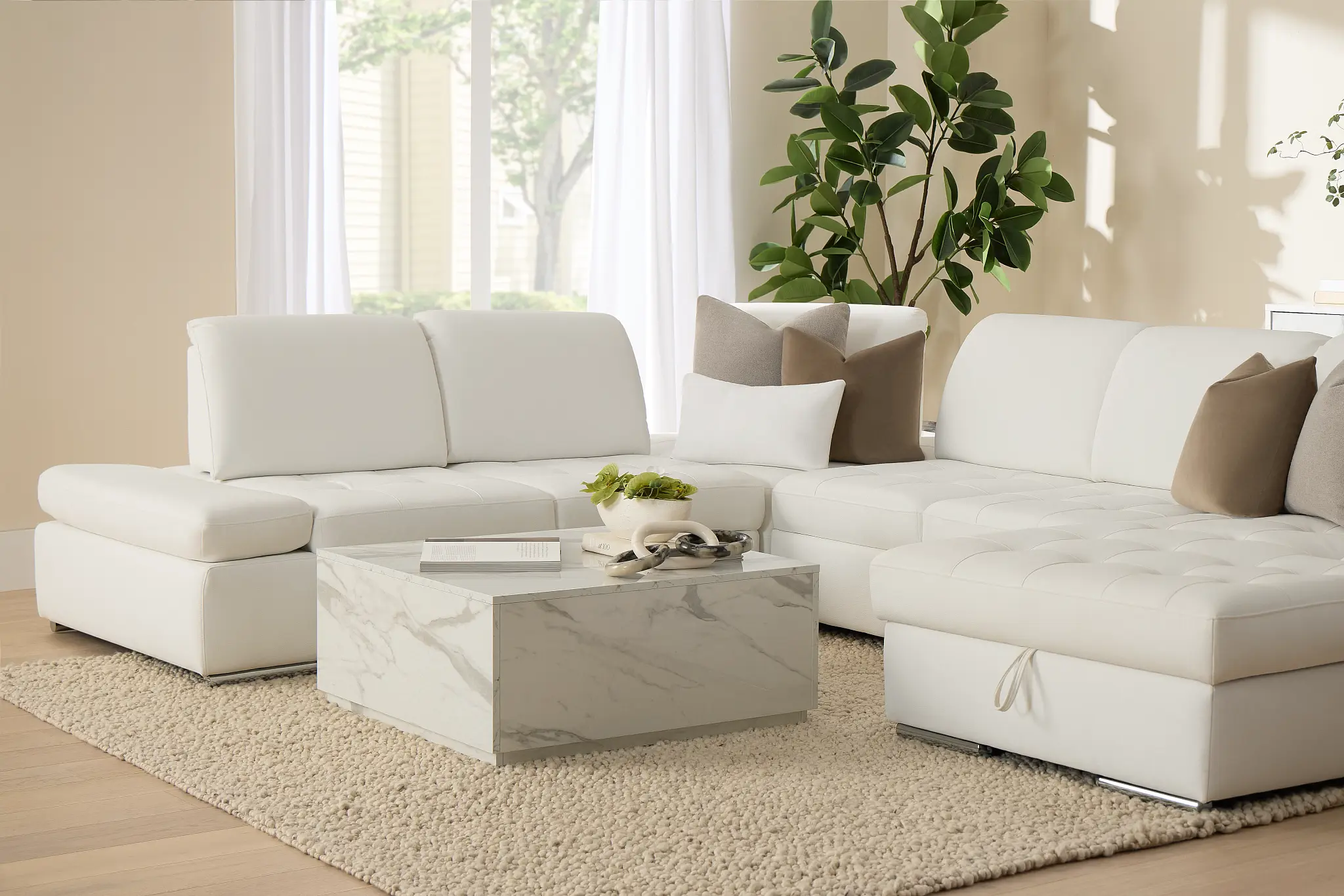 Eden White Micro Medium Right Chaise Sleeper Sectional Eden White Micro Medium Right Chaise Sleeper Sectional