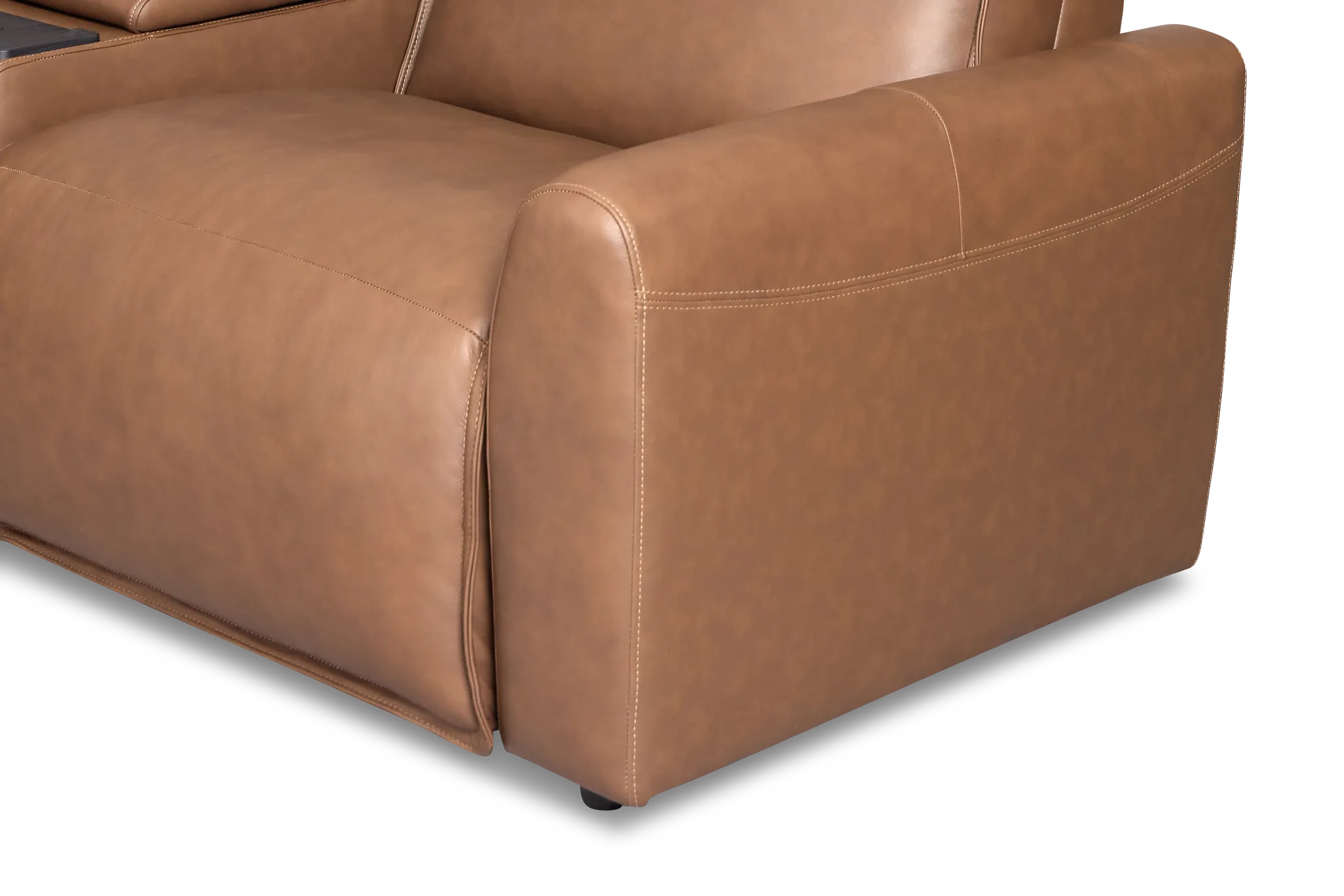 Edison Dark Brown Lthr/vinyl Medium Triple Power 2-arm Sectional