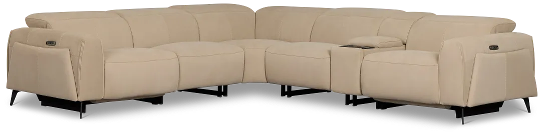 Reyna Beige Micro Medium Dual Power 2-arm Reclining Sectional