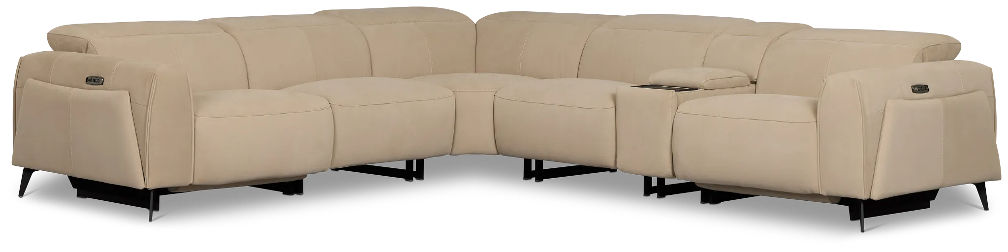 Reyna Beige Micro Medium Dual Power 2-arm Reclining Sectional