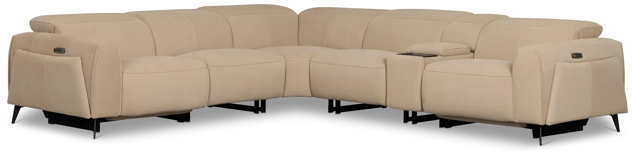 Reyna Beige Micro Medium Dual Power 2-arm Reclining Sectional Reyna Beige Micro Medium Dual Power 2-arm Reclining Sectional