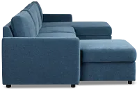 Addie Blue Fabric Double Chaise Sleeper Storage Sectional