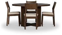 Rochester Dark Tone Round Table & 4 Upholstered Chairs