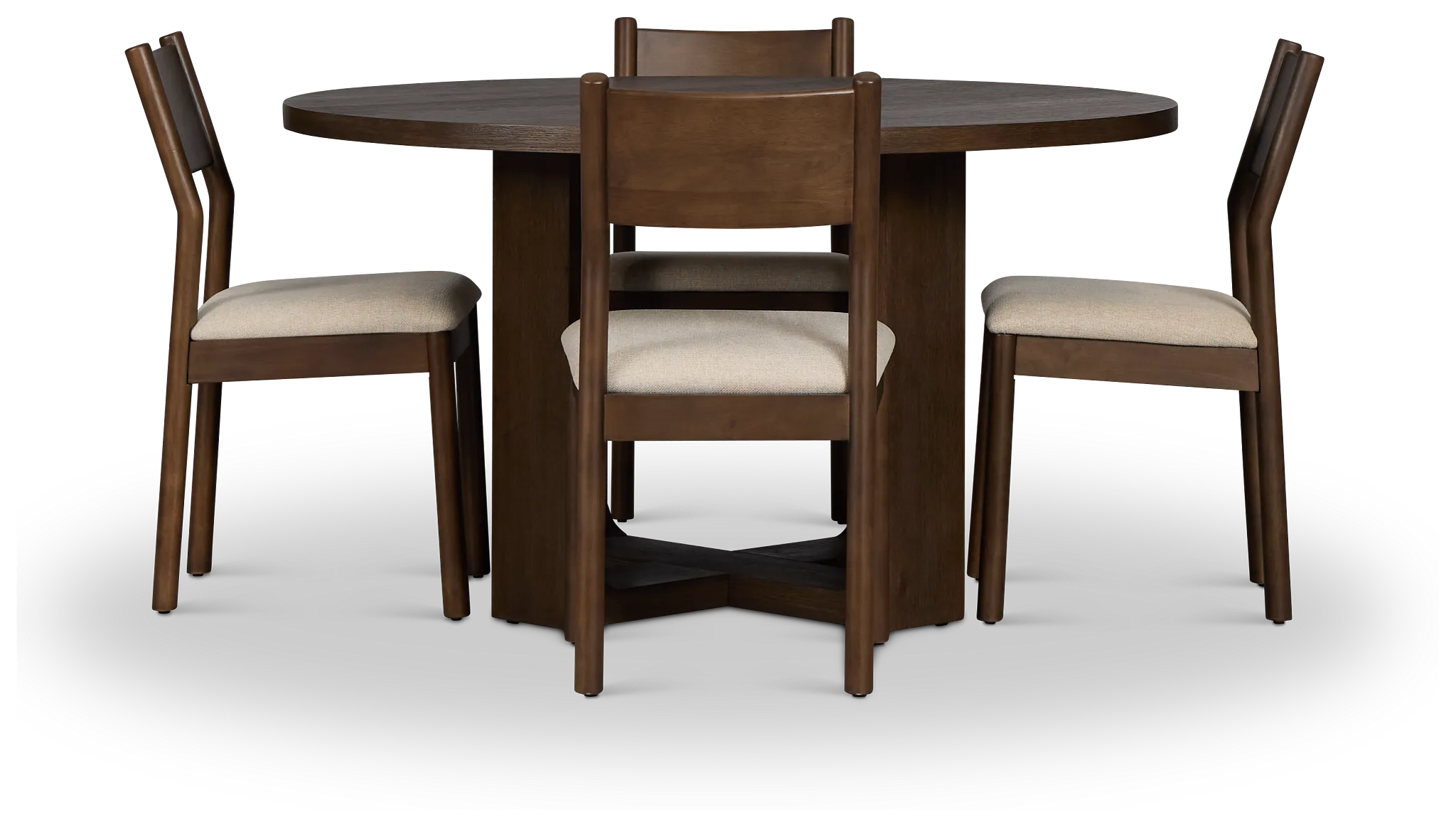 Rochester Dark Tone Round Table & 4 Upholstered Chairs