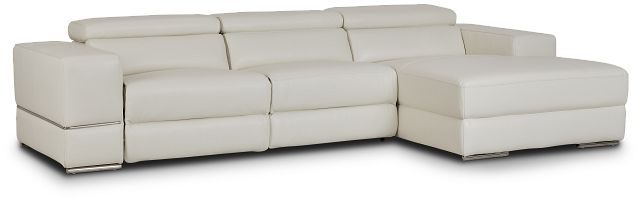 Dante White Leather Right Chaise Power Reclining Sectional (3)