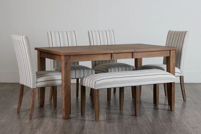 Woodstock Light Tone Uph Table, 4 Chairs & Bench (0)