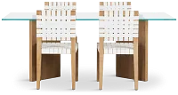 Haven Glass 80" Rectangular Table & 4 Woven Chairs