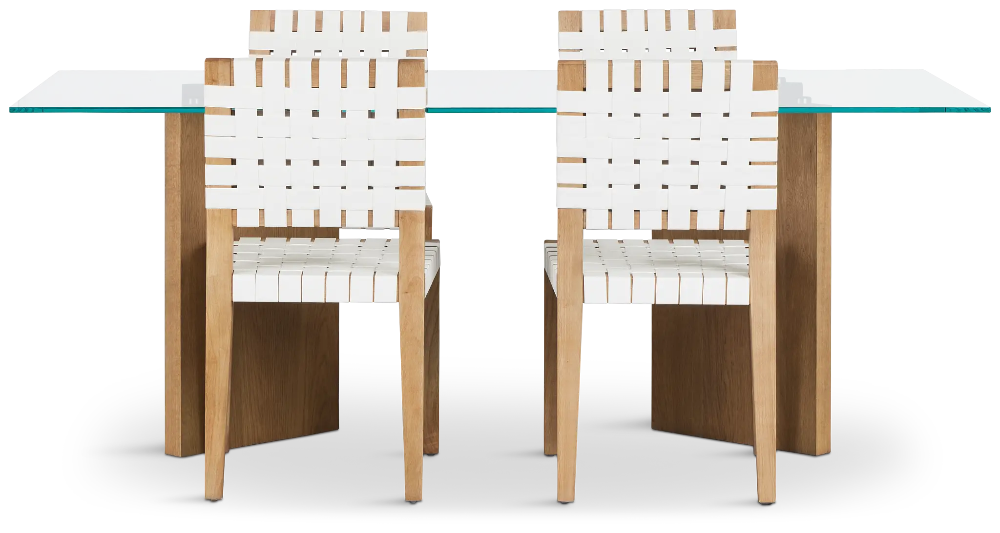 Haven Glass 80" Rectangular Table & 4 Woven Chairs Haven Glass 80" Rectangular Table & 4 Woven Chairs