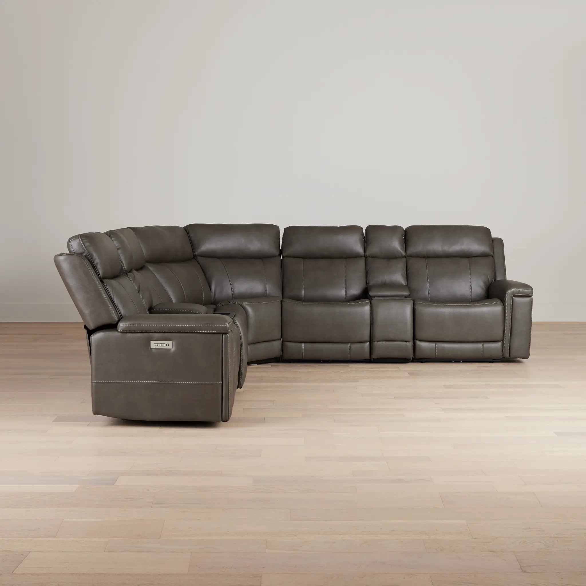 Jayden Gray Micro Large Triple Power Reclining Two-arm Sectional Jayden Gray Micro Large Triple Power Reclining Two-arm Sectional